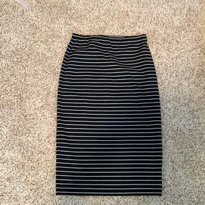 Long black and white striped skirt